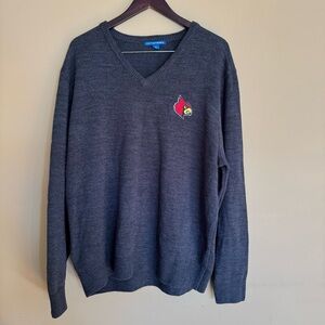 Louisville Cardinal Port Authority Grey Pull Over Sweater V Neck Men’s Size XL
